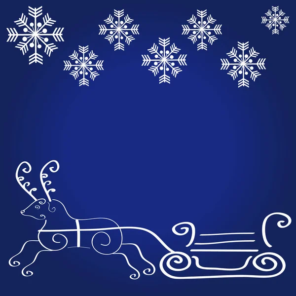 Christmas deer on blue background — Stock Vector