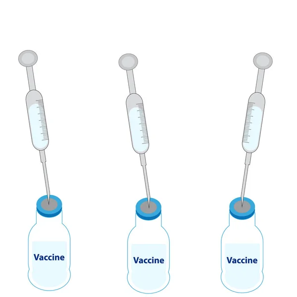 Fecskendők a vakcinák fehér háttér — Stock Vector