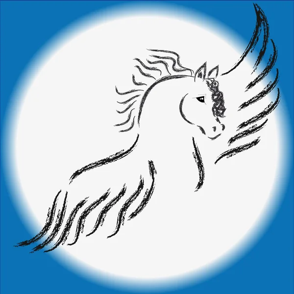 Fliegender Pegasus am Himmel — Stockvektor