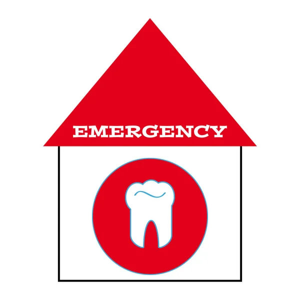 Tooth with text emergency — Stock Vector