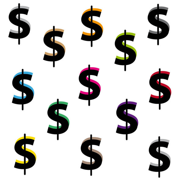 Символ доллара на белом фоне