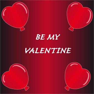 Metin kara-kırmızı zemin üzerine kırmızı kalpler balon