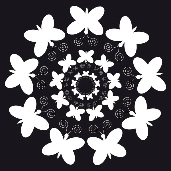 Papillons blancs sur fond noir — Image vectorielle