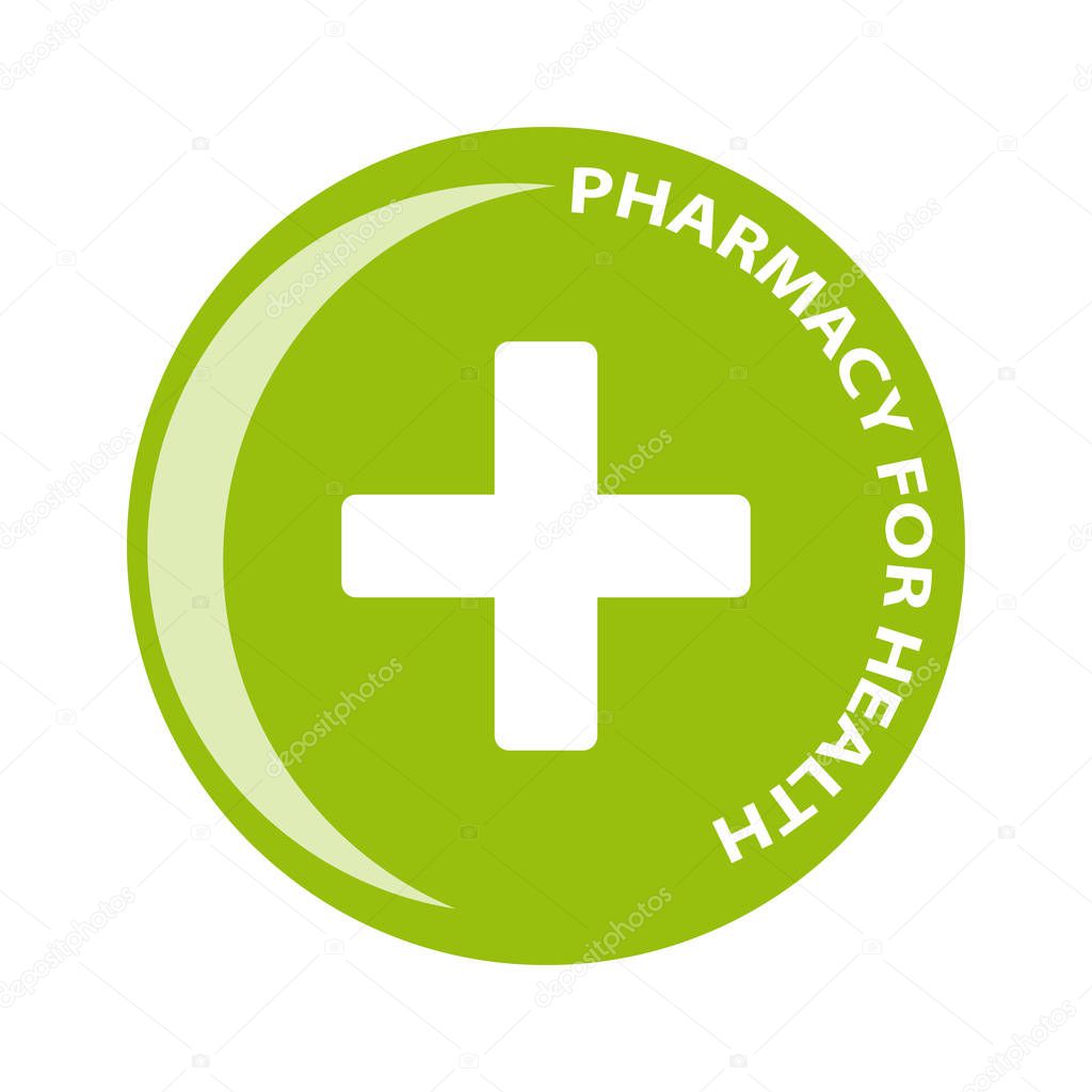 Pharmacy symbol in ring on white background