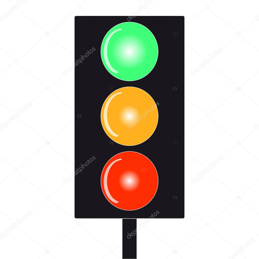 Traffic light on white background