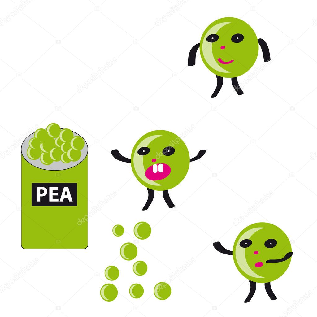 Peas on white background
