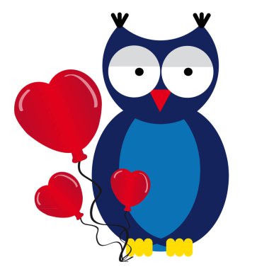 Beyaz arka plan üzerinde yürekleri baykuş