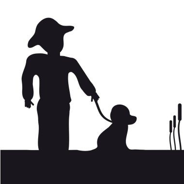 Beyaz arka plan üzerinde köpekli adam