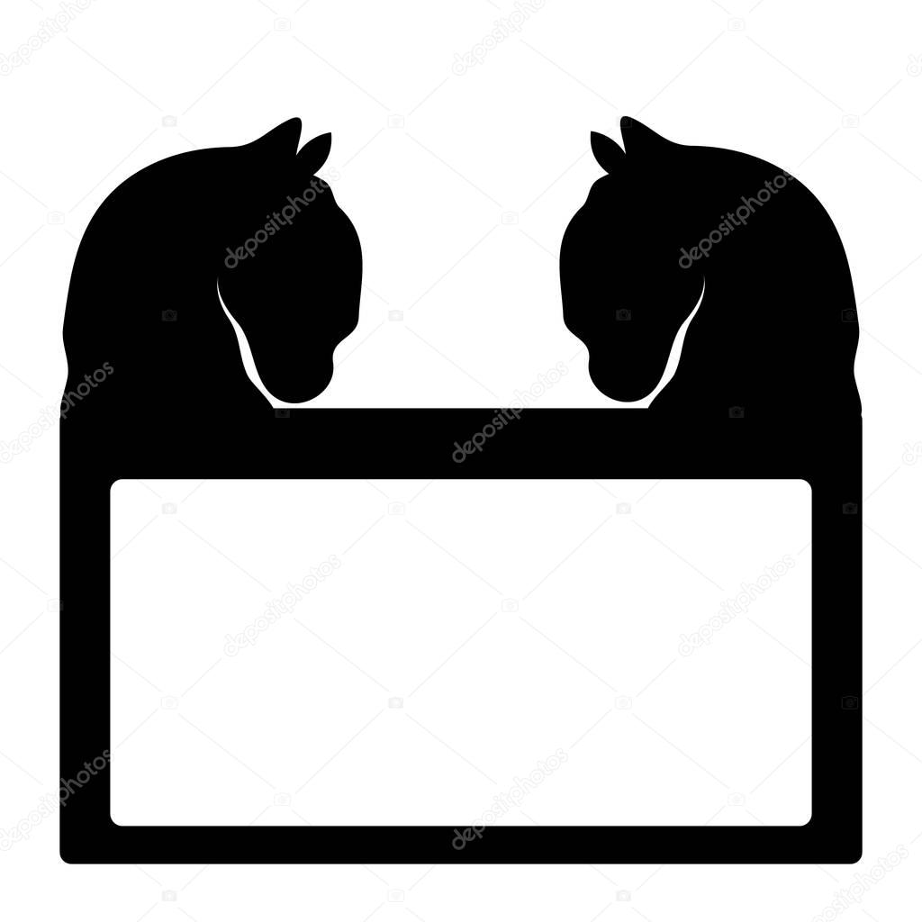 Black horses head on white background