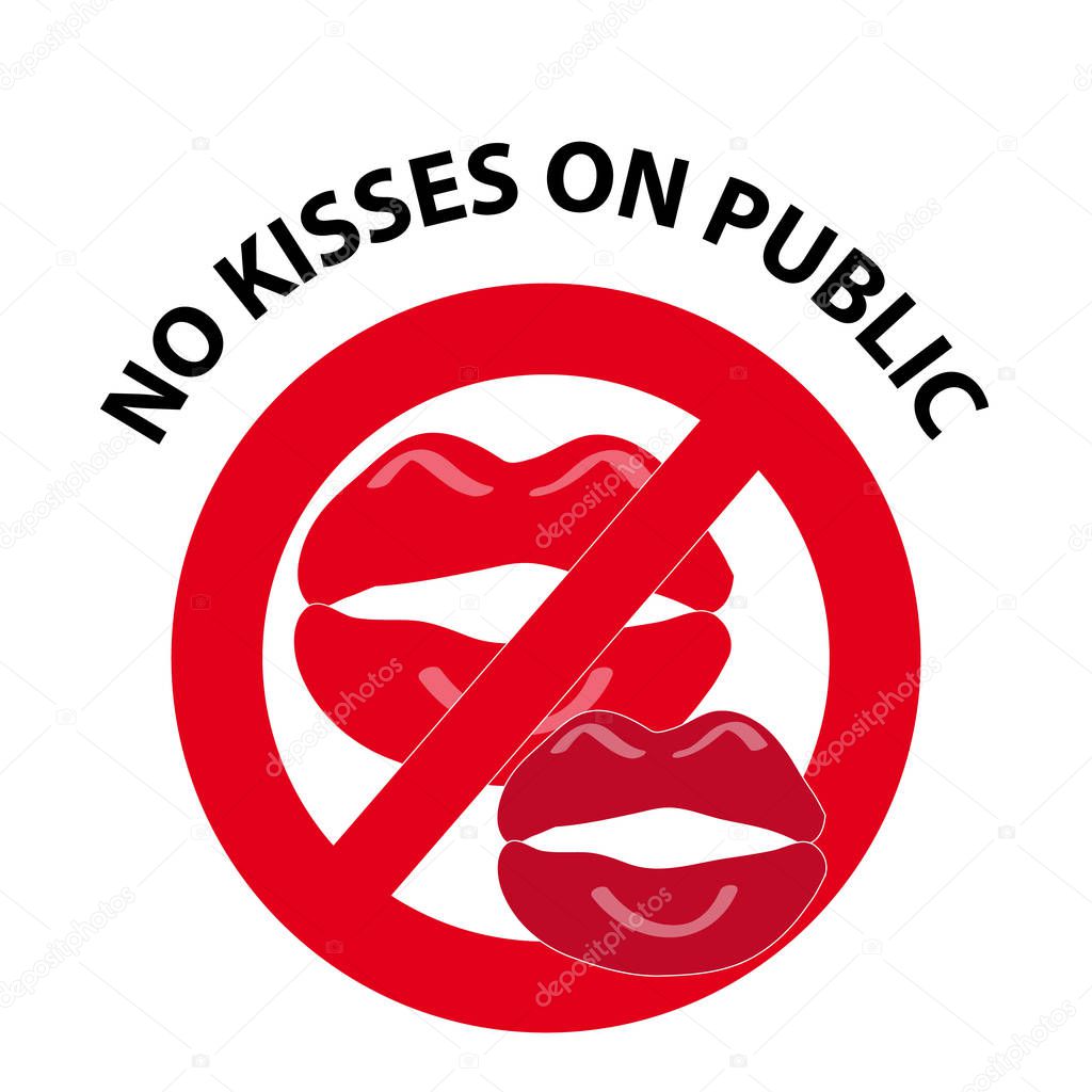 Symbol no kisses on white background