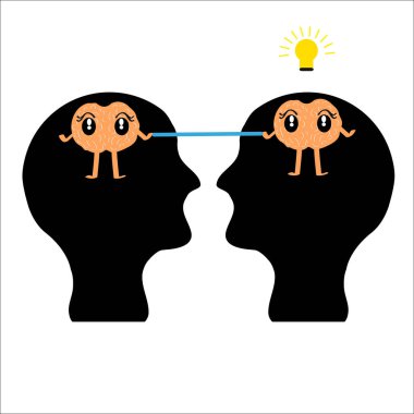 Beyaz arka plan üzerinde kafa ile beyin