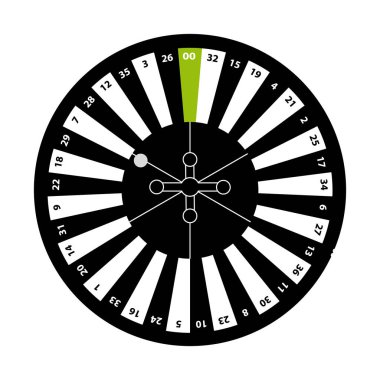 Beyaz arka plan üzerinde Avrupa Ruleti