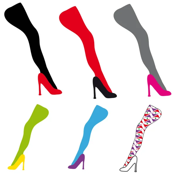 Zapatos de mujer y pierna sobre fondo blanco — Vector de stock