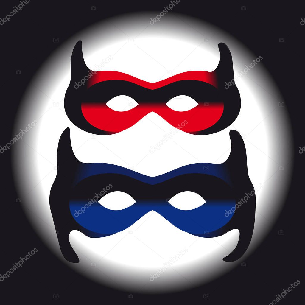 Masks on dark background