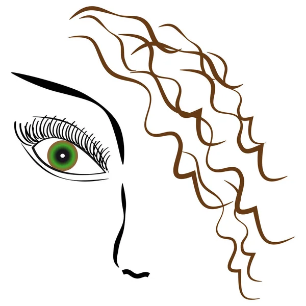 Ögat med hår på vit bakgrund — Stock vektor