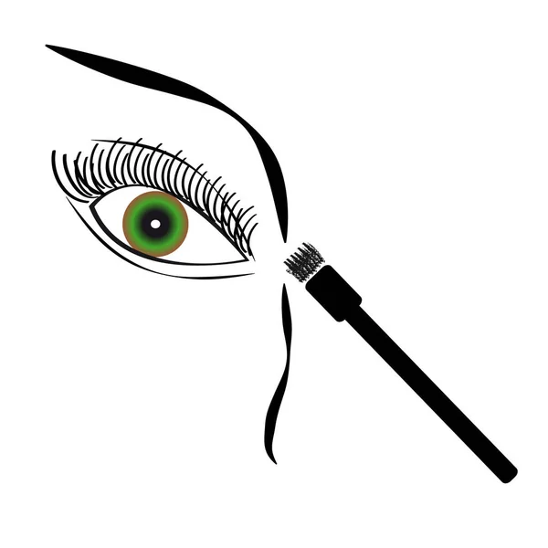 Eye with brush on white background — Stock Vector