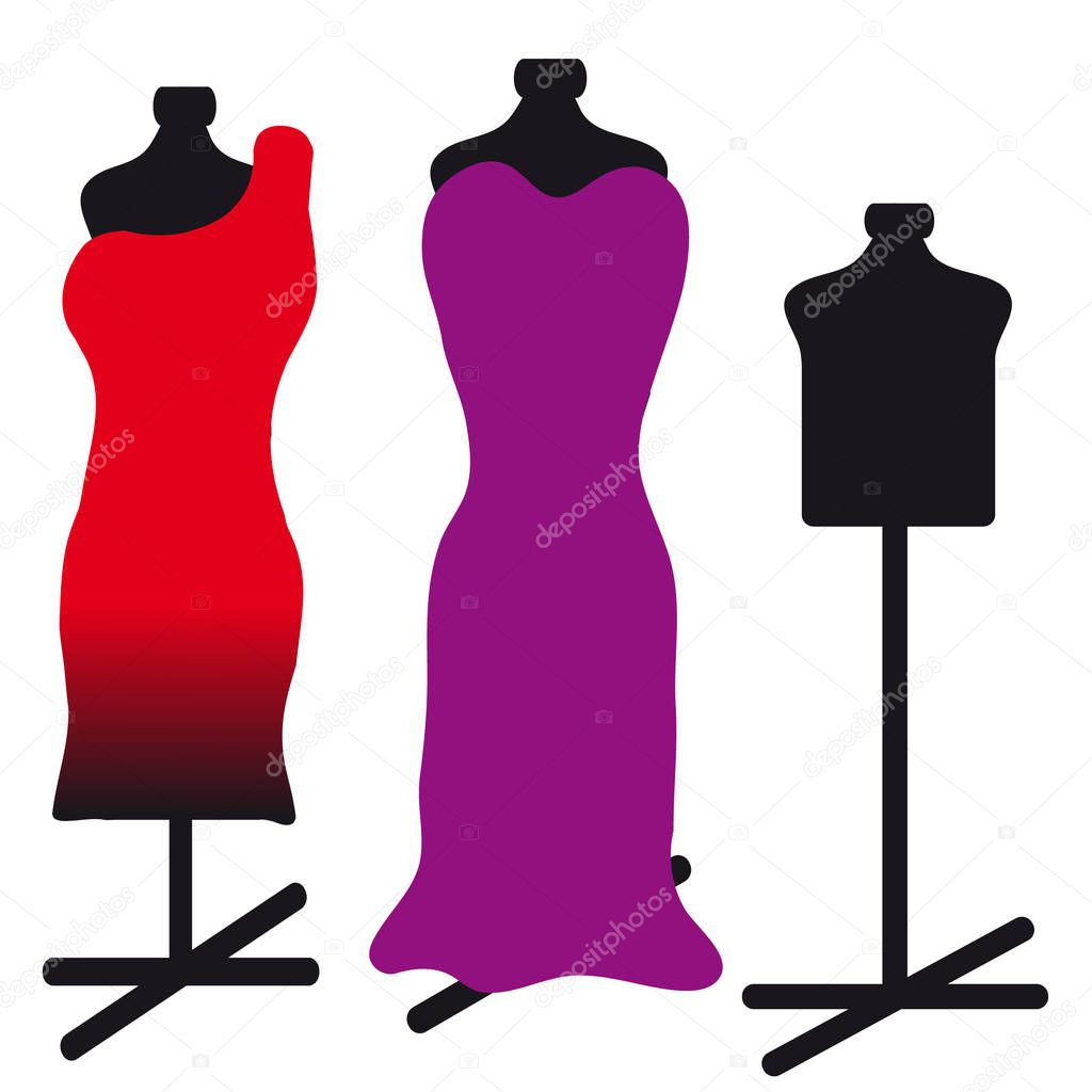 Dress with stand on white background