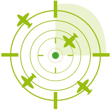 Beyaz arka plan üzerinde uçak radar
