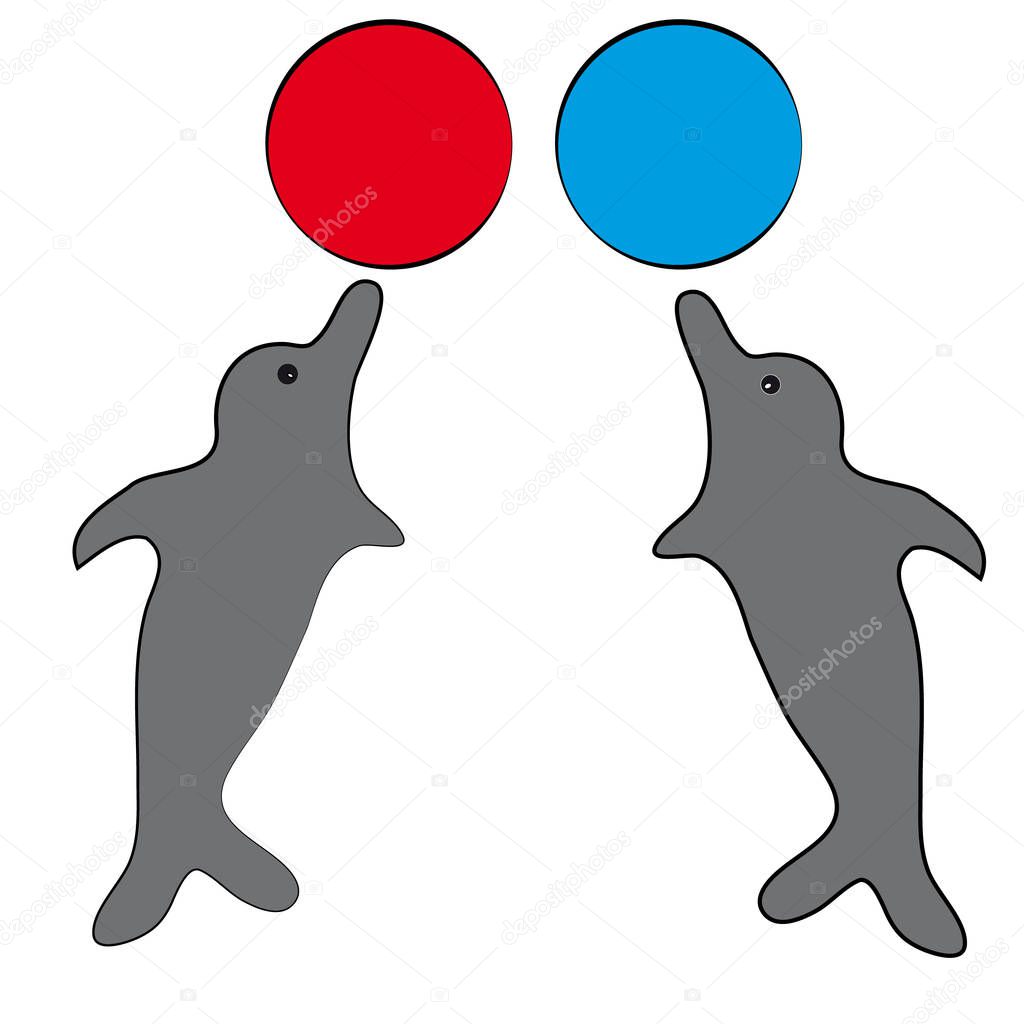 Dolphins on white background