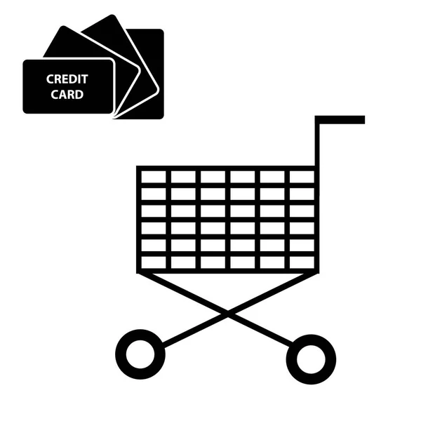 Credit card with shopping cart on white background — Stock Vector