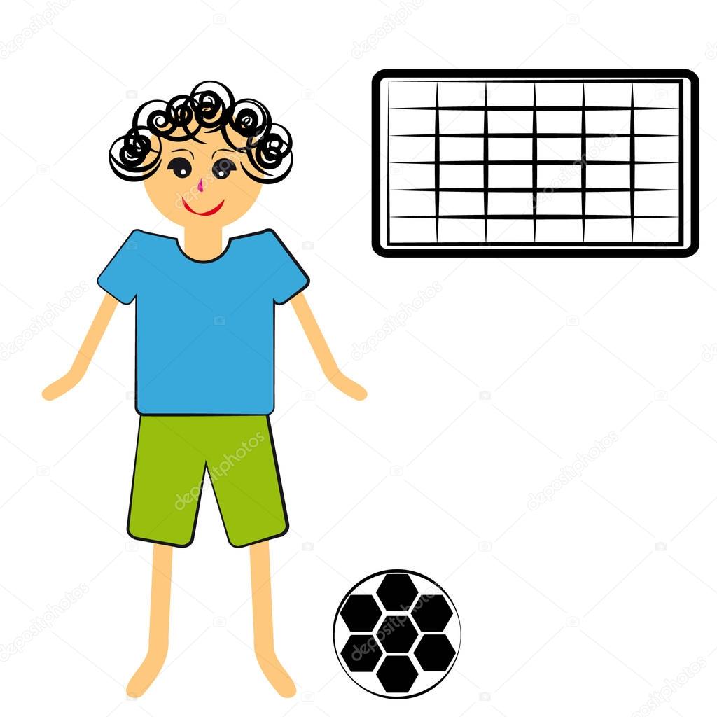 Boy with ball on white background