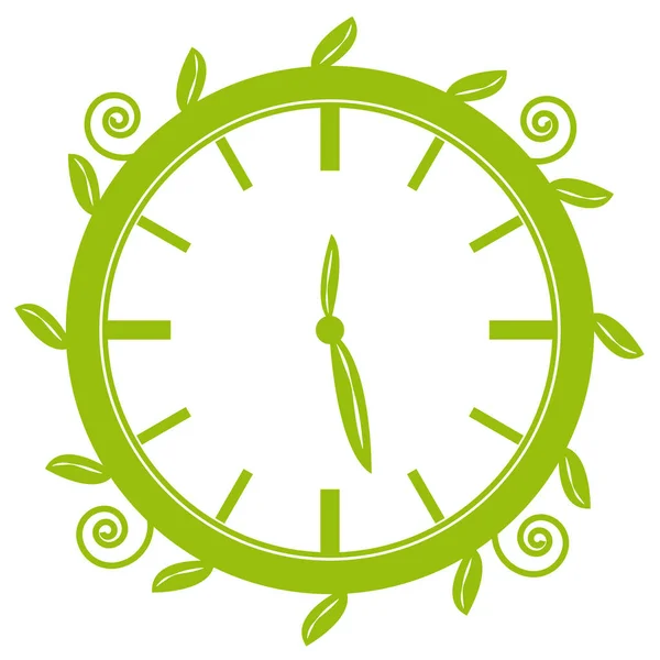 Reloj verde sobre fondo blanco — Vector de stock