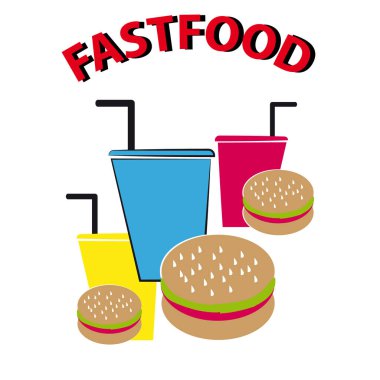 Hamburger ve beyaz arka plan üzerinde içki