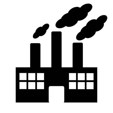 Beyaz arka plan üzerinde fabrika