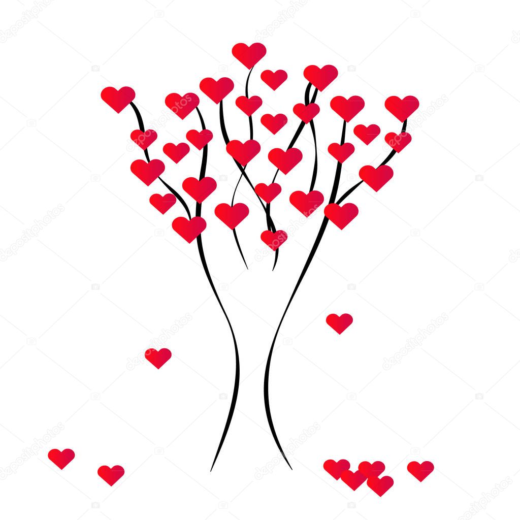 Hearts tree on white background