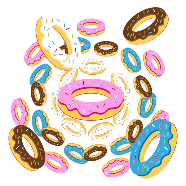 Grupo de rosquillas sobre fondo blanco — Vector de stock