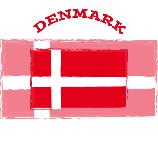 Danimarka bayrağı beyaz arka plan üzerinde — Stok Vektör