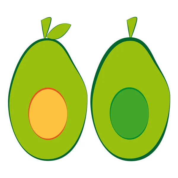 Avocado auf weißem Hintergrund — Stockvektor