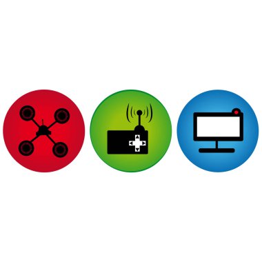 Dron kontrol ve beyaz arka plan üzerinde bilgisayar ile