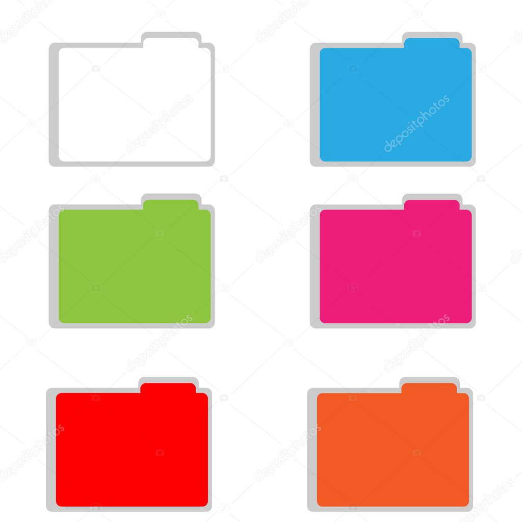 Color folders on white background