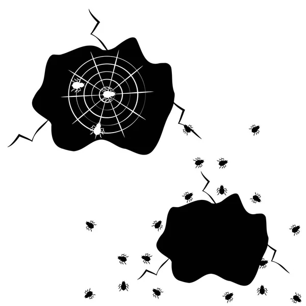 Trou avec des araignées sur fond blanc — Image vectorielle