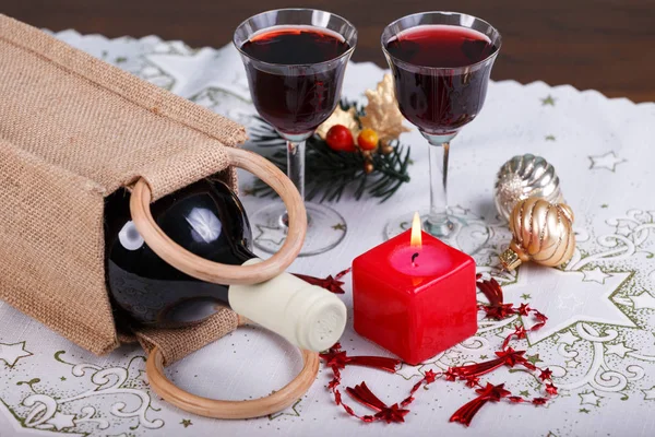Glass of wine on table — Stock Photo, Image