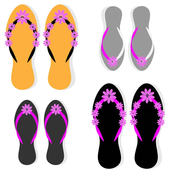 Sandalias de playa sobre fondo blanco — Vector de stock