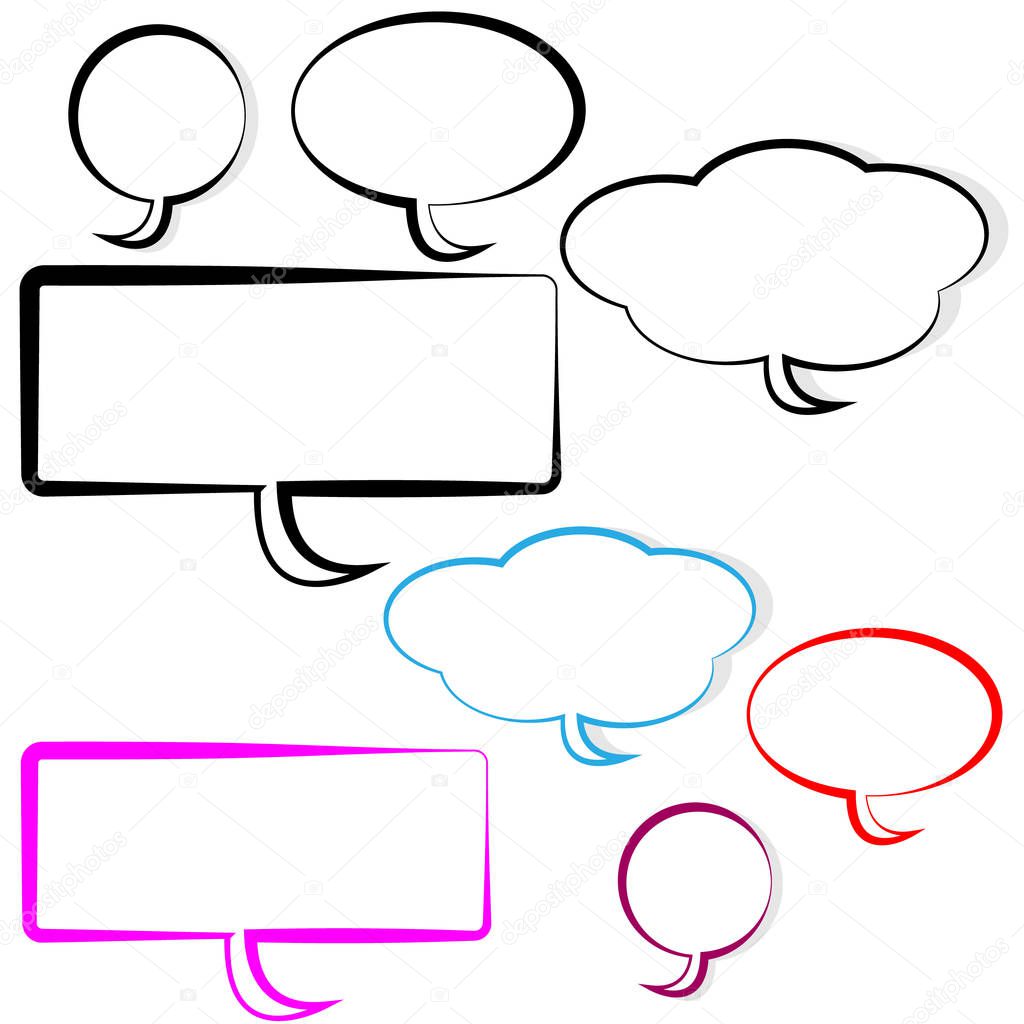 Speech and thought bubbles on white background