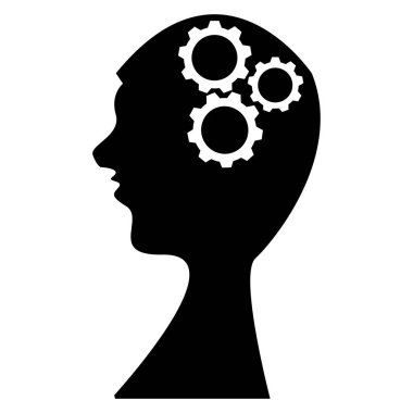 Beyaz arka plan üzerinde dişli ile baş