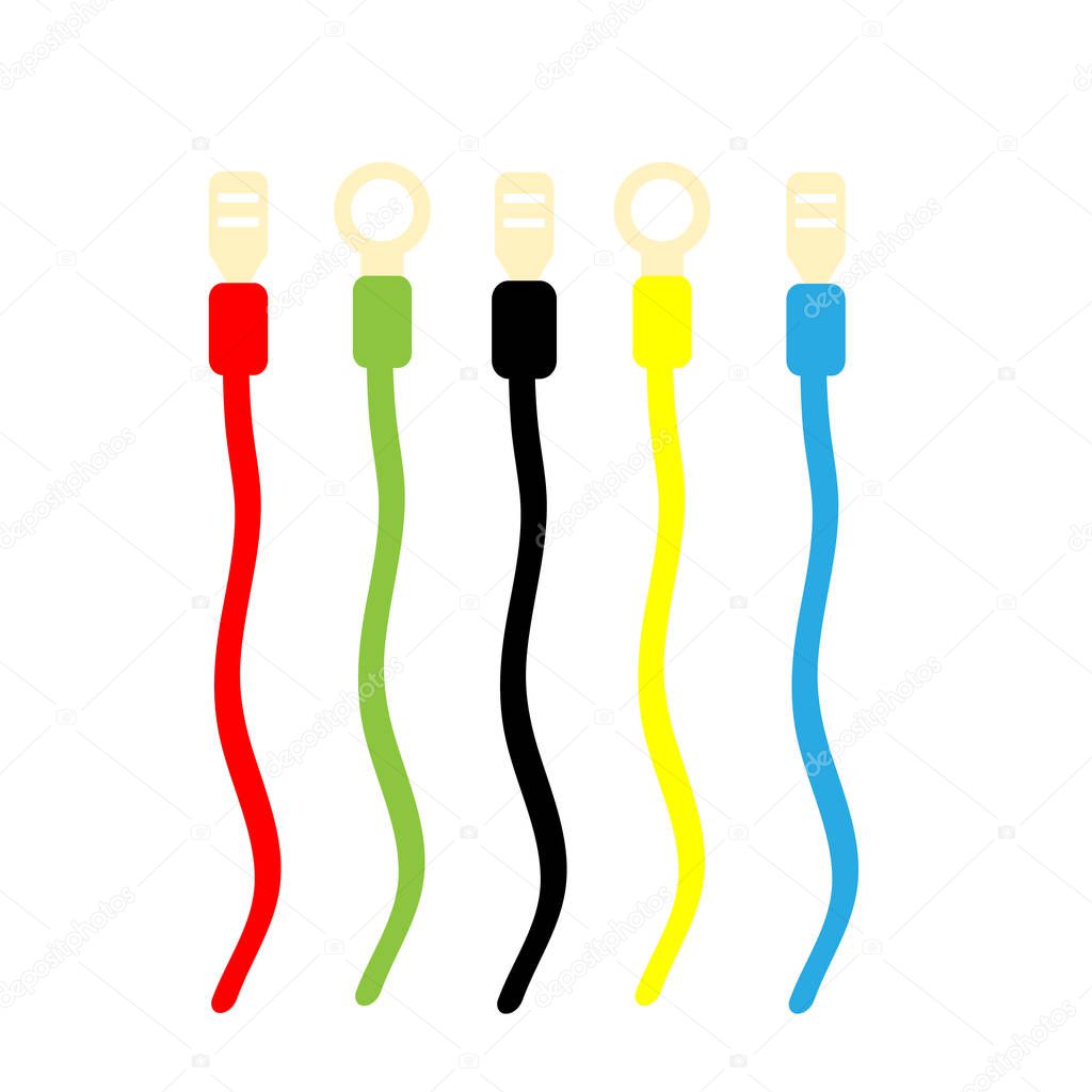 Electrical wiring on white background