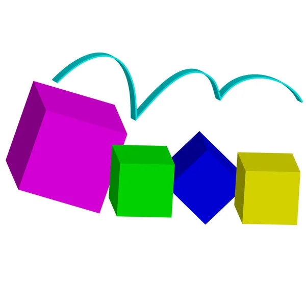 彩色 3d 多维数据集-抽象背景 — 图库矢量图片