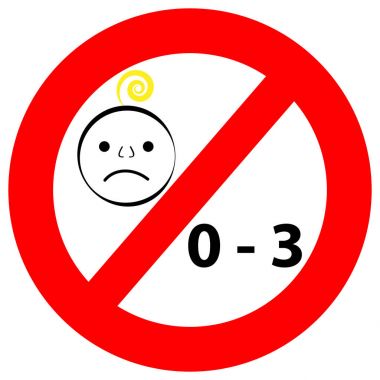 Çocuk 0-3 yıl beyaz arka plan üzerinde izole için uygun sembolü değil