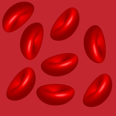 3D kan hücreleri izole kırmızı zemin üzerine