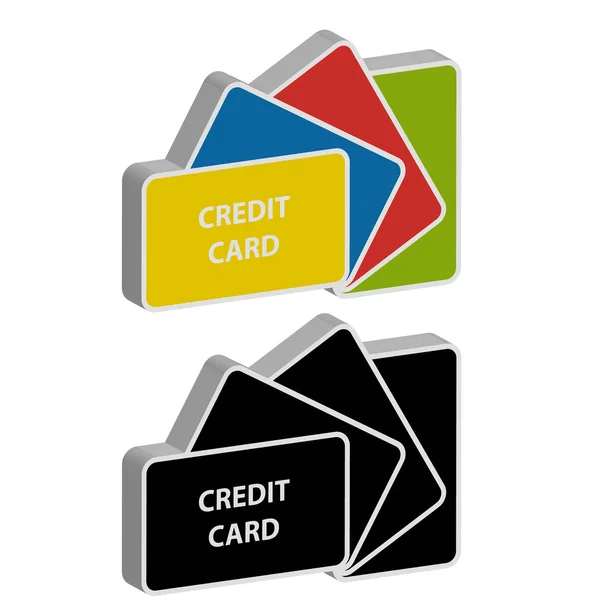 Cartes de crédit 3d sur fond blanc — Image vectorielle