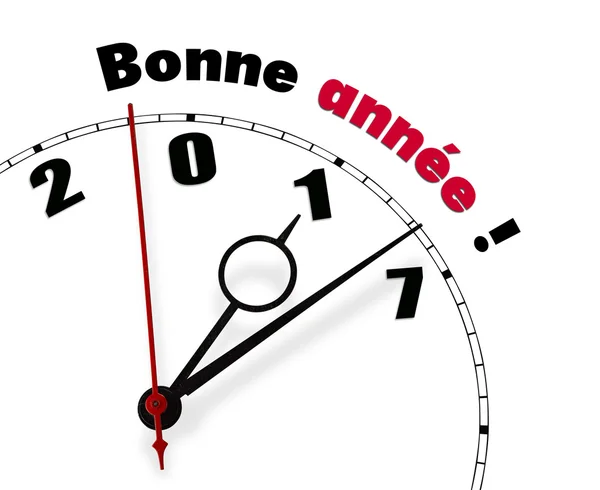Reloj blanco con palabras francesas 2017 — Foto de Stock