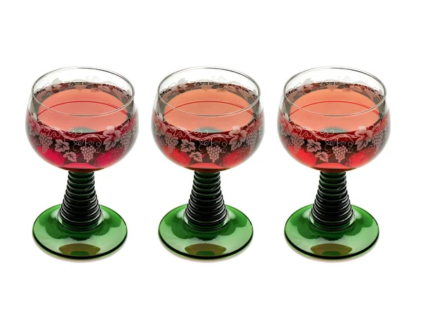 Beautiful stemmed glasses of pink wine — Stock Photo, Image