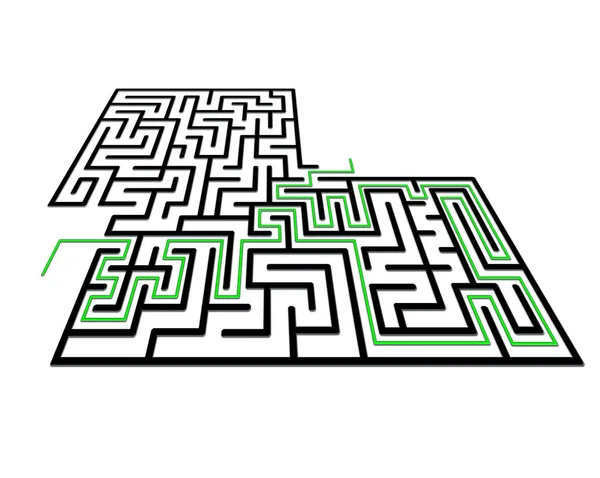 Labyrinthe en perspective avec entrée et sortie — Photo