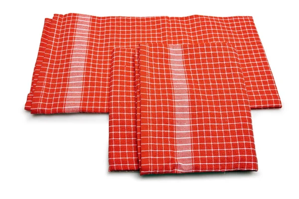 Tablecloth made of linen with red stripes for the dish — Stock Photo, Image