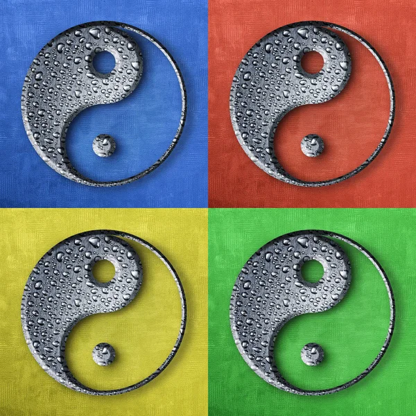 Symbol Yin i Yang w szczotkowanego metalu — Zdjęcie stockowe