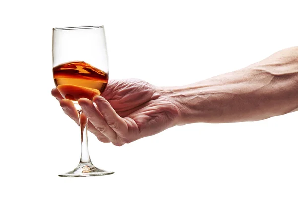 Розовое вино, закрученное в стакане.  ) — стоковое фото